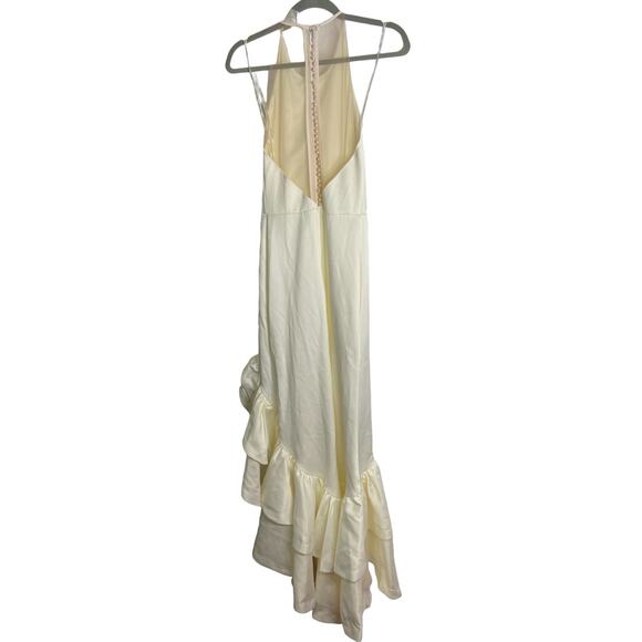 Bronx & Banco Paros Gown Silk Ruffle Hem Pearl Embellishments Bridal White Small - Picture 11 of 14